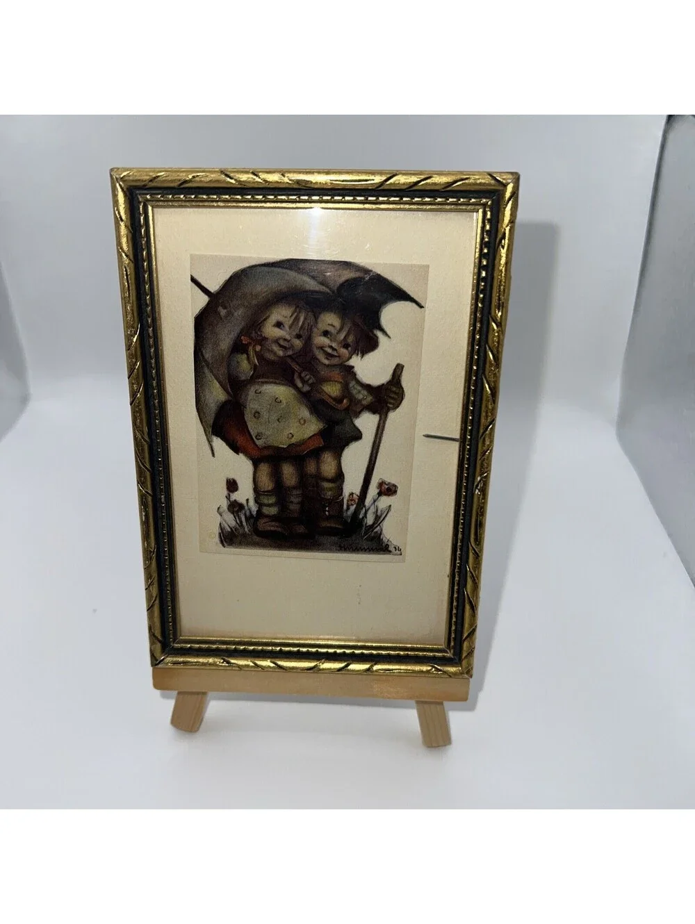 Set Of 4 Hummel Pictures 3.5” X 5” With Easels